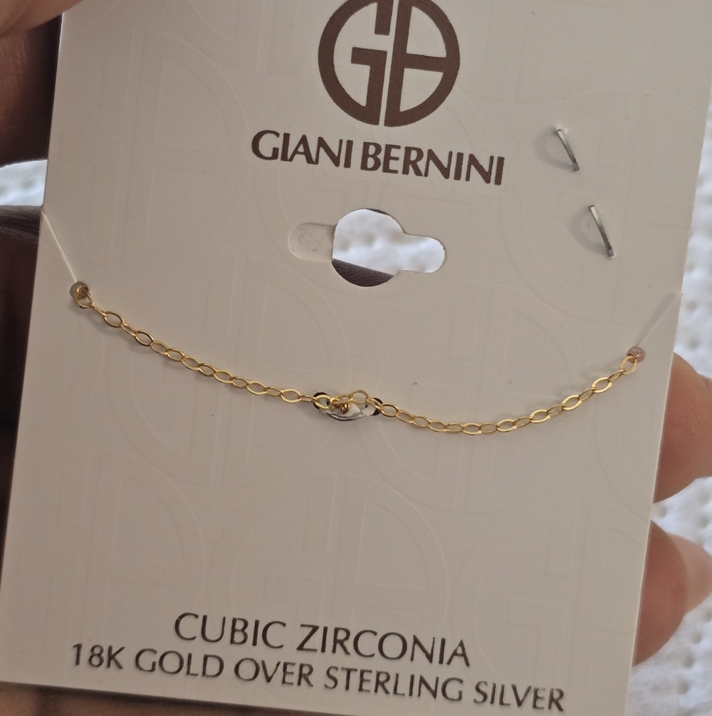$80 Giani Bernini Gold Cubic Zirconia Neck Lace 18k Gold Over Sterlimg Silver - Picture 3 of 8